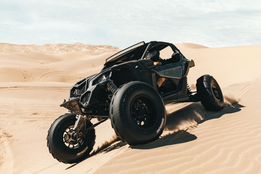 Dune buggy ride over steep desert dunes